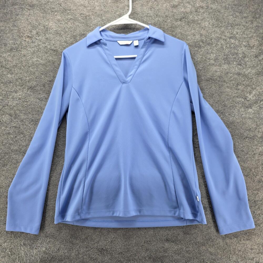 Lady Hagen Polo Womens M Blue Collared Long Sleeve Golf Moisture Wicking Top